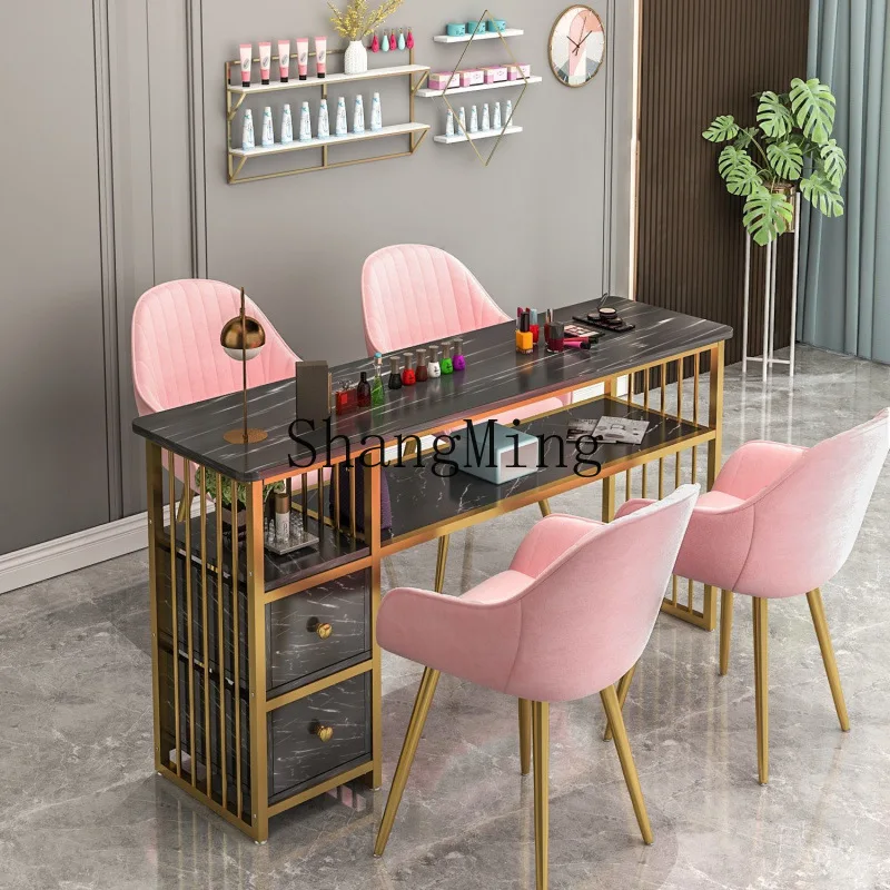 FG simple nail art table and chair set simple nail art shop table single and double table 5