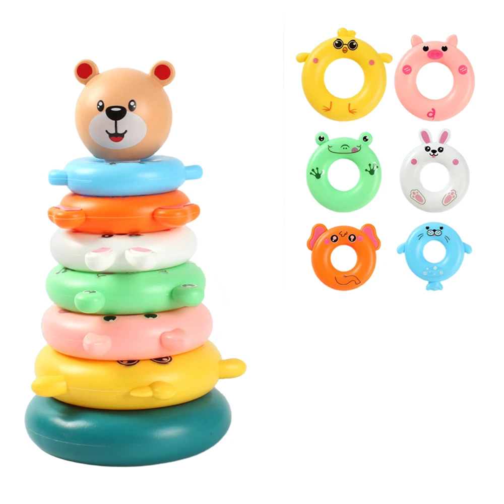 Juguete educativo de anillos apilables de torre de arcoíris para bebés y niños pequeños de 0 a 3 años, juguetes apilables coloridos de estimulación temprana