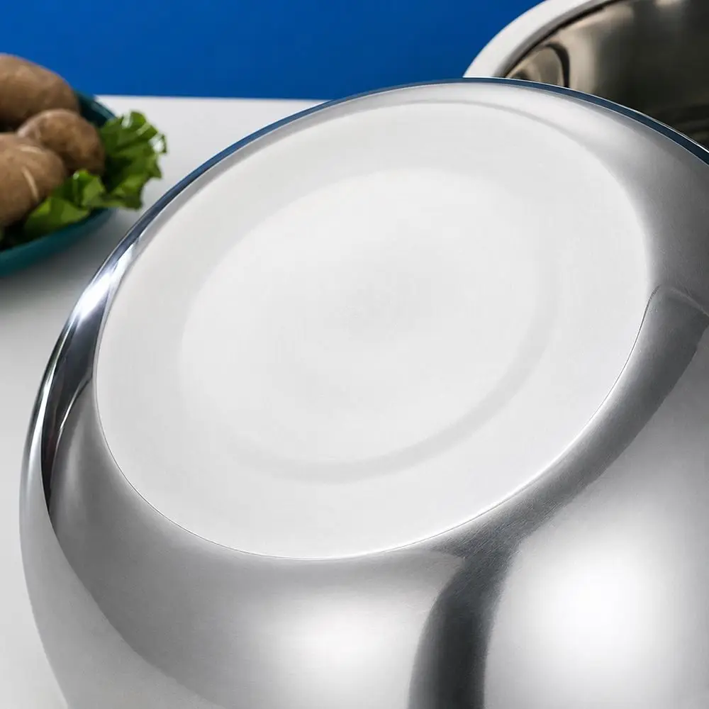 Stainless Steel Soup Bowl 12/14/16/18/20/22/24cm Silver Vegetable Washing Basin Heighten Large Capacity Mixing Basin