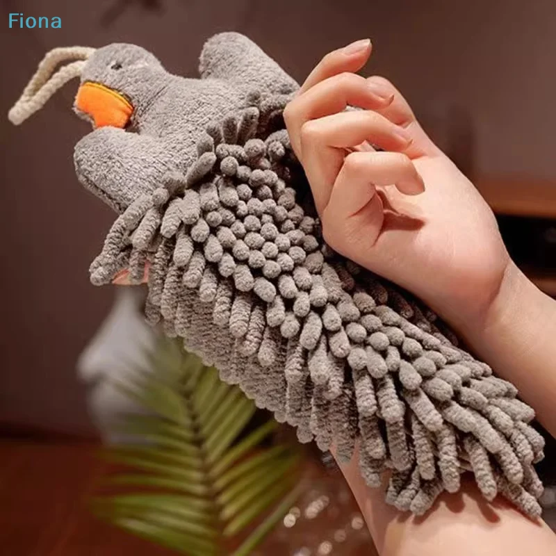 ✔Cute Duck Shaped Chenille Hand Towel,Quick-Drying Absorbent Hanging Towel for Kitchen & Bathroom,Novelty Kids Hand Towel