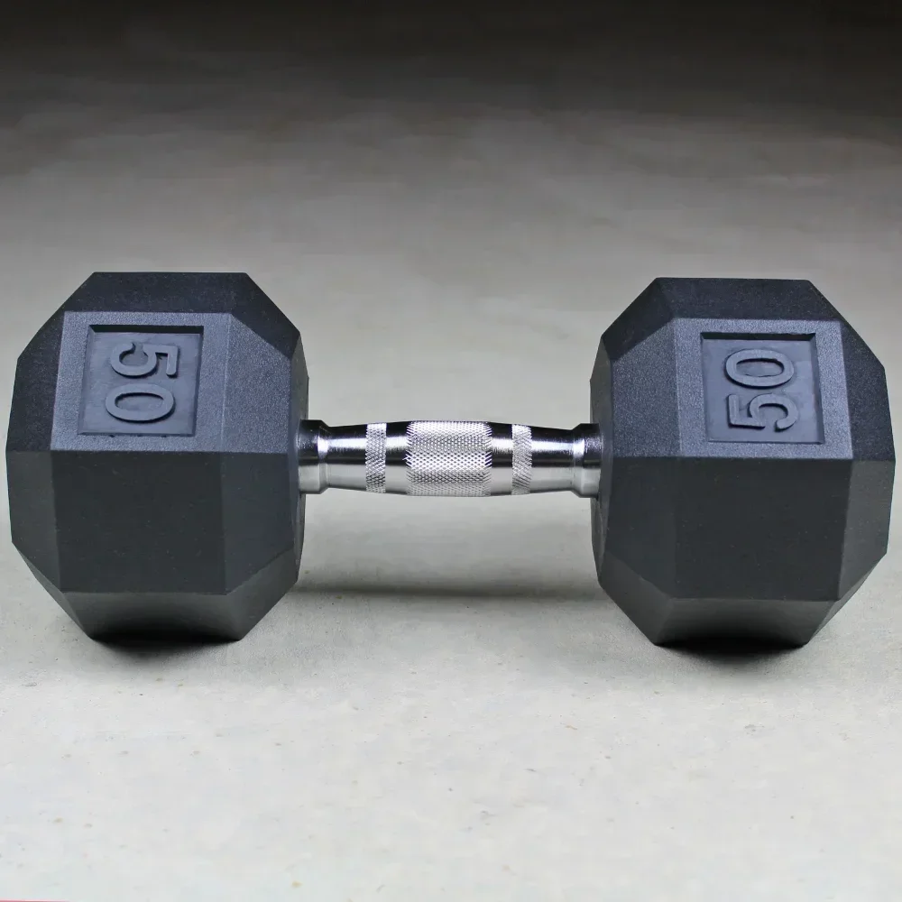 For XPRT Fitness Rubber Coated Hex Dumbbells with Chrome and Textured Handle 10/15/20/25/30/35/40/45/50 lb Pair optional