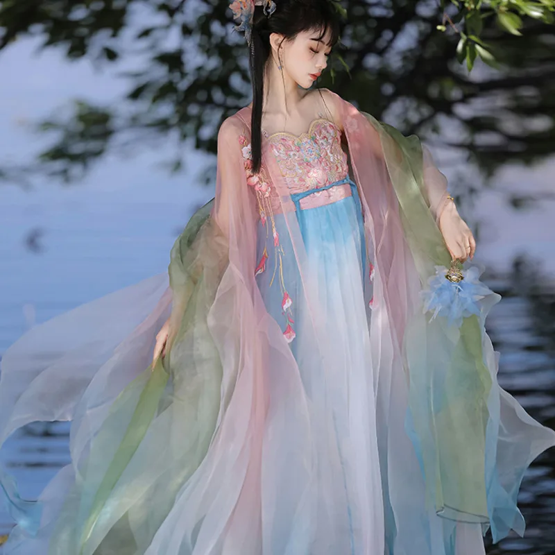 

Розовая юбка с лицом лошади, милая юбка ханьфу для девочек, костюм в китайском стиле, платье Mamianqun Ming, древняя традиционная повседневная одежда