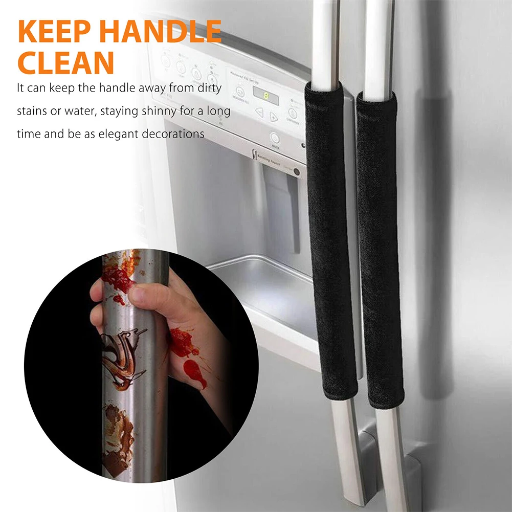 2 Pcs 40*12cm Appliance Handle Cover Velvet Cloth Anti-skid Sliding Door Handles Protector For Refrigerator Microwave