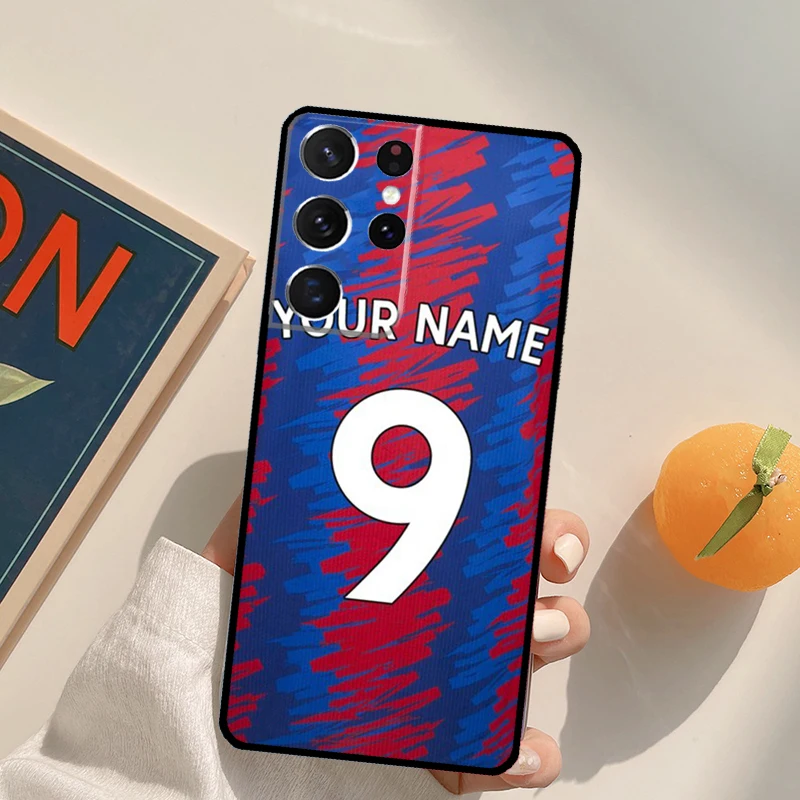 شخصية كرة القدم اسم رقم قضية الهاتف لسامسونج غالاكسي S22 S23 S21 S20 FE الترا S8 S9 S10 زائد نوت 10 20 الترا غطاء
