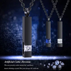 Zircon Cremation Urn Jewelry Cube Memorial Ashes Necklace Pendant Keepsake Cubic Zirconia Birthstone