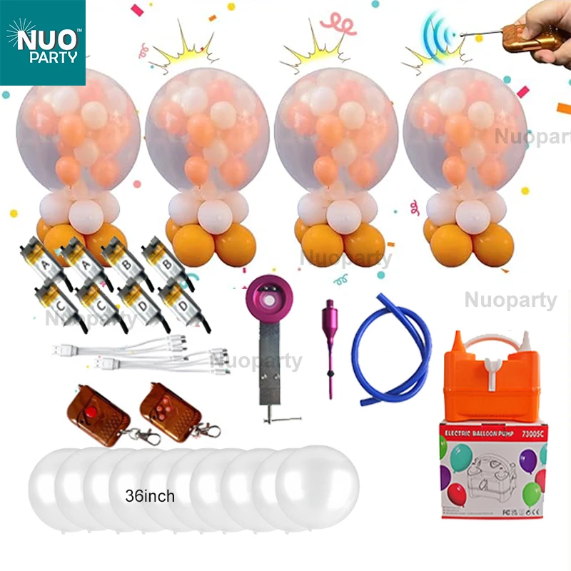 Remote Control Exploding Balloon Popper Kit For Party Decorations Made Of Durable Rubber And Plastic