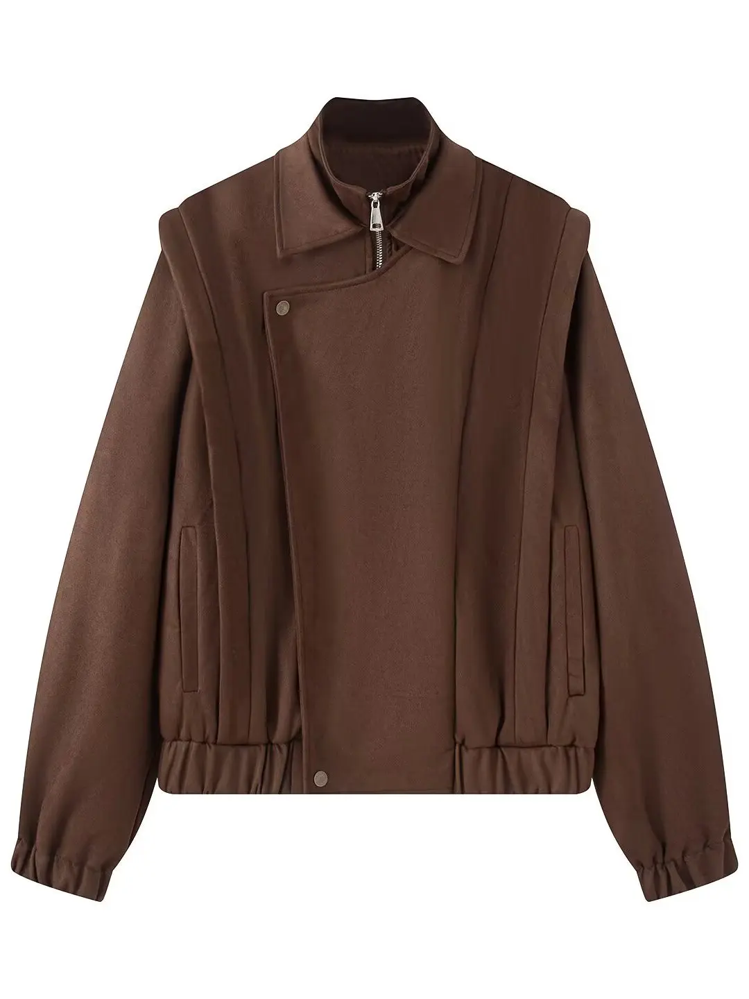 Giacca Casual da Donna in Camoscio, Stile Retrò Americano, con Colletto Piccolo, Chiusura a Zip, Maniche Lunghe, Colorata