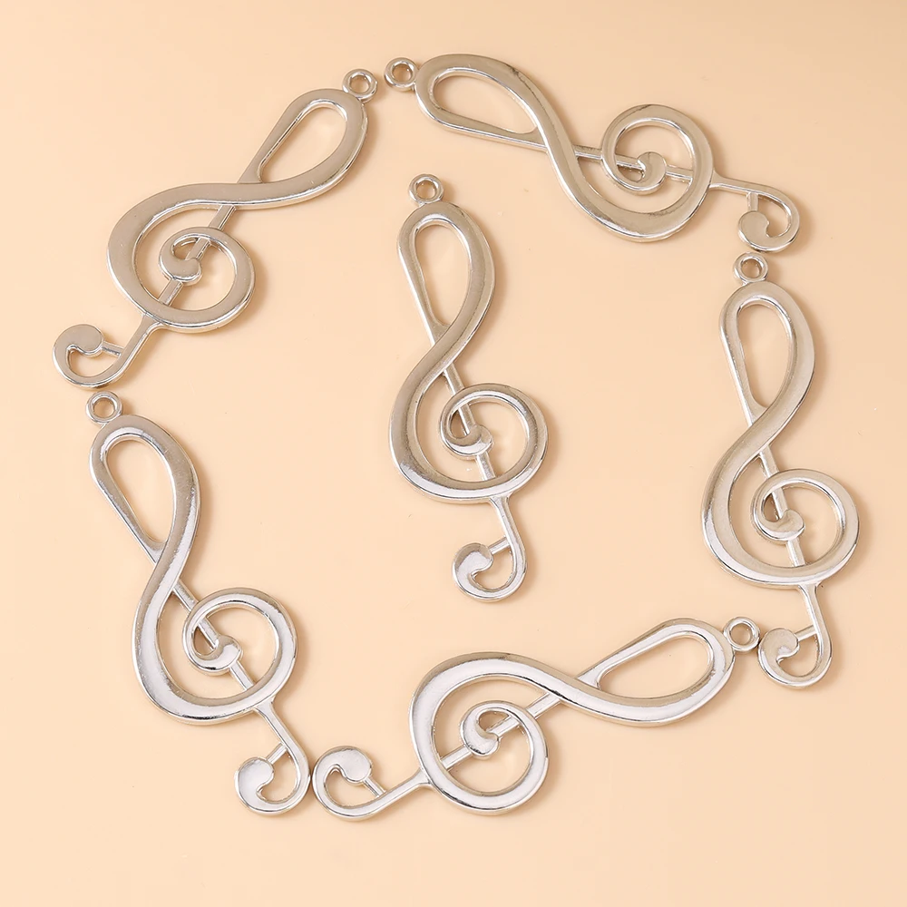 Leslie 10 Stück 21*60mm Große Modische Metall-Musiknoten-Anhänger Passend für Schmuckherstellung DIY Handgemachte Halskette Schlüsselanhänger Zubehör – Detail 5