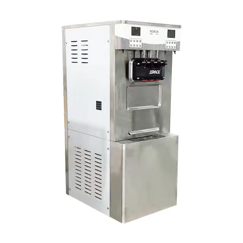 Commercial Stainless Steel Soft Ice Cream Machine 16L Production Capacity for Fruit Vegetables & Milk Red Yellow Color
