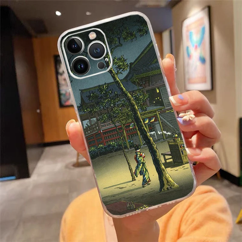 

Phone Case For iphone 17 Pro Max Air 17 16 15 14 13 Pro Max 15Plus 15 16 Pro Japanese style Art Crane Fuji Mountain