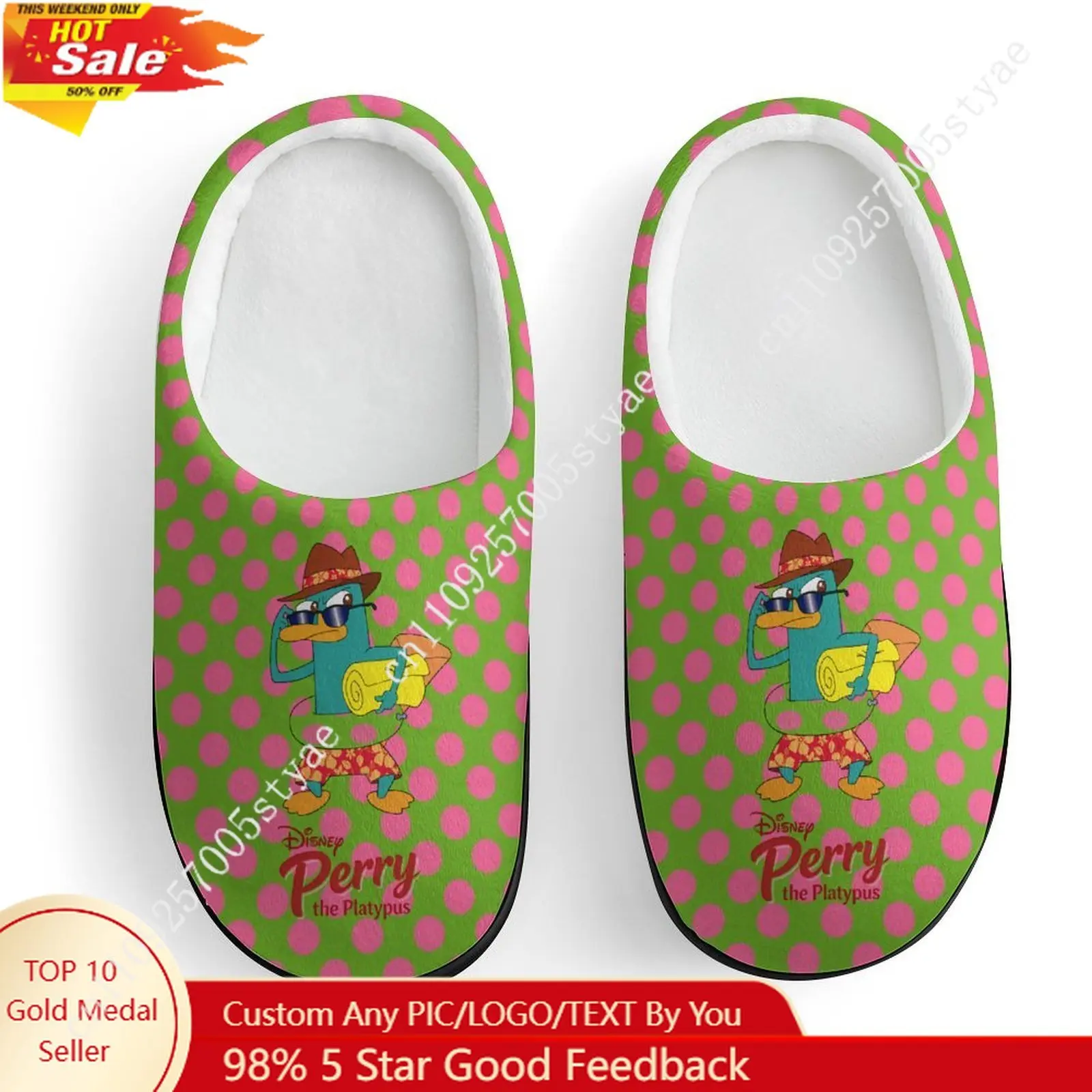 

Хлопковые тапочки Perry The Platypus Disney, детские, с милым мультяшным дизайном, на заказ, с вашим собственным изображением, домашняя обувь унисекс для мальчиков и девочек