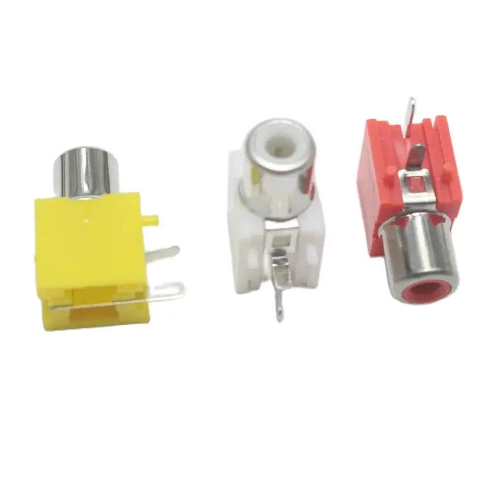 4pcs RCA 2 Pin Female Audio Video Plug jack Welded Type input AV Socket PCB Connector  DIY Parts White Yellow Red