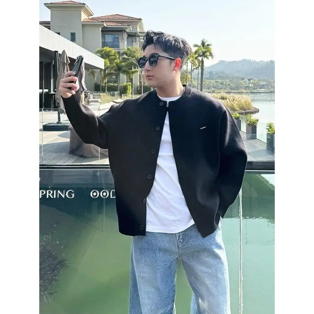 

Американский повседневный круглый Ne Color Lazy Faion вязаный свитер Jaet мужской свободный крой универсальный удобный кардиган