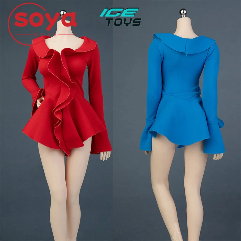 ألعاب الجليد ic1024 1/6 مقياس موضة لوتس ليف حافة متوهج كم فستان الملابس نموذج ل 12 ''أنثى الجندي عمل الشكل الجسم #4