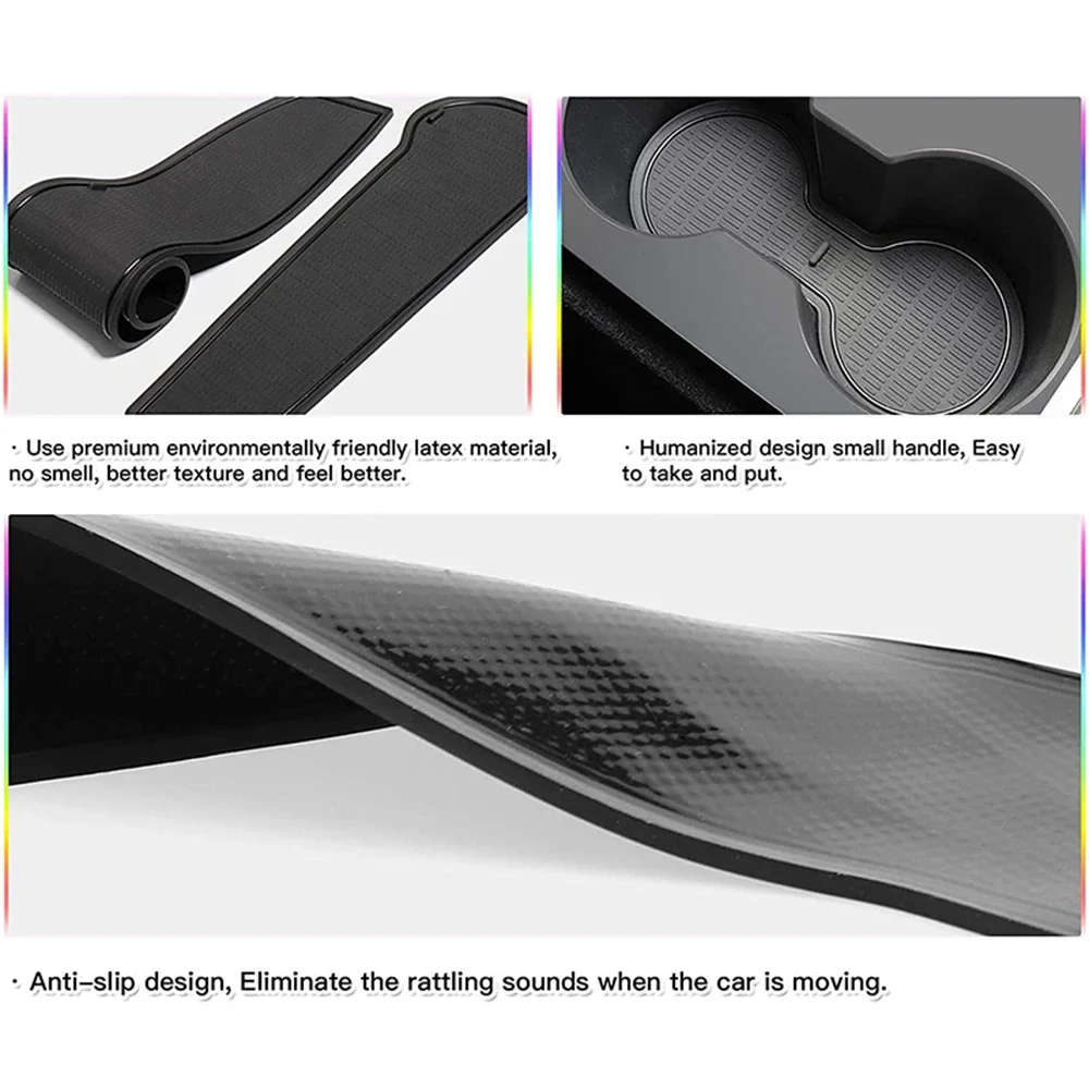 

Anti-Slip Mat for Phone Gate Slot Mats Cup Rubber Pads for Tesla Model 3 Model3 2021 Car Carpet Styling Decoration Accessories