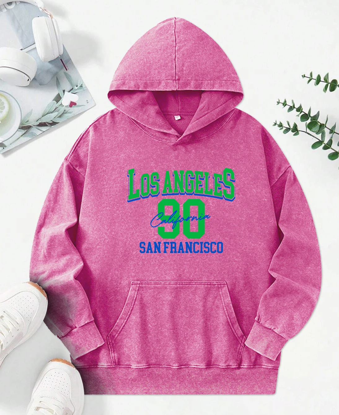 Los Angeles San Francisco Print Women Washed Hoodie Loose Pocket Hoodies Autumn Cotton Sportswears Comfortable Female Hoody