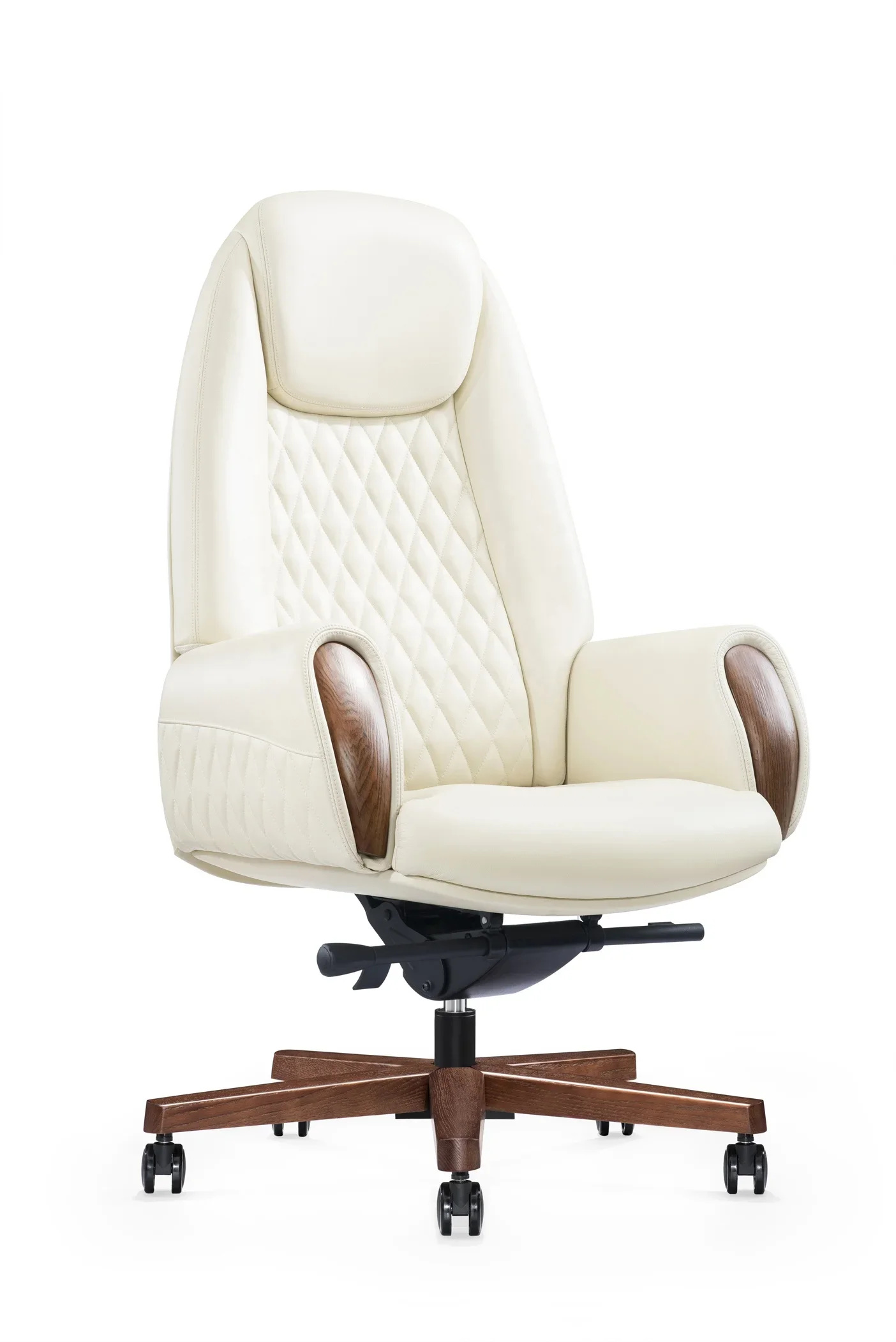 Luxury Royal Design Wooden Base Leather Executive Boss Office Chair