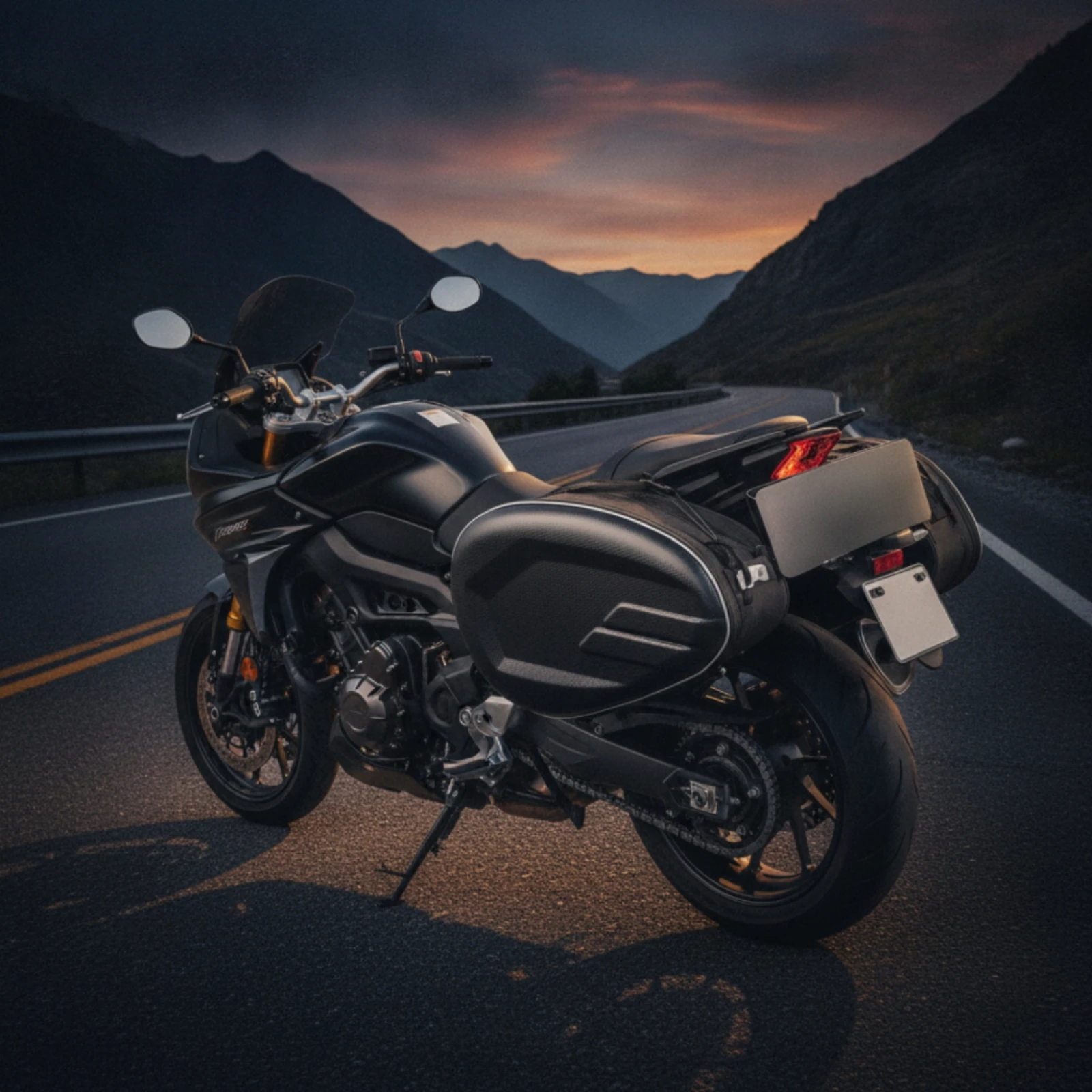 Motorcycle Side Bag with Spacer Pad Hard Shell Motorcycle Saddle Bag Side Luggage Saddlebags Streamlined Throw-over Saddle Bags