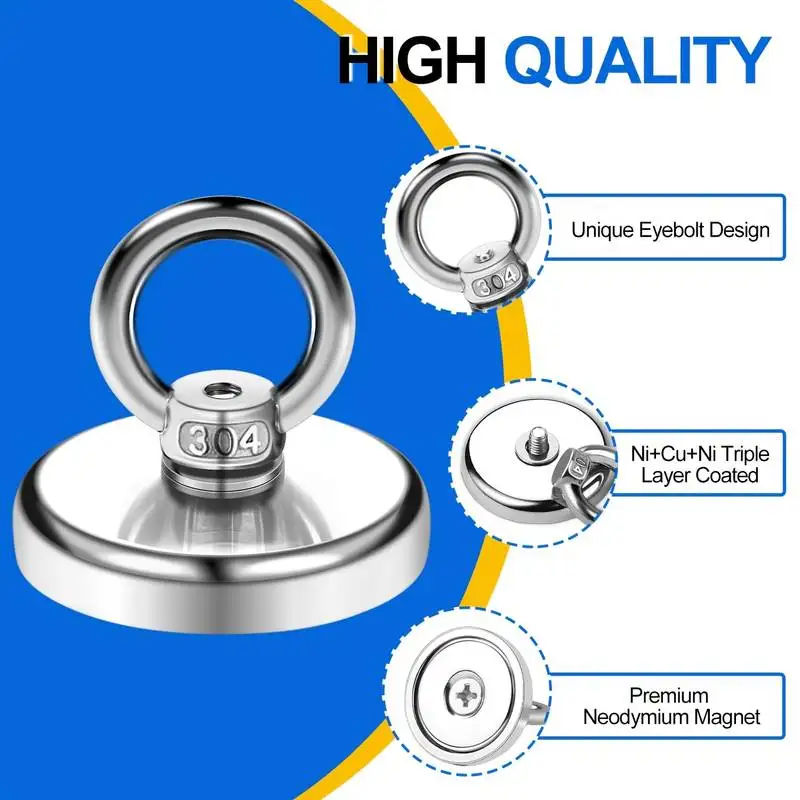 Super Strong Magnet Neodymium Magnet Heavy Duty Imanes Magnet with Countersunk Hole Eyebolt Salvage Magnetic Searcher Magnets