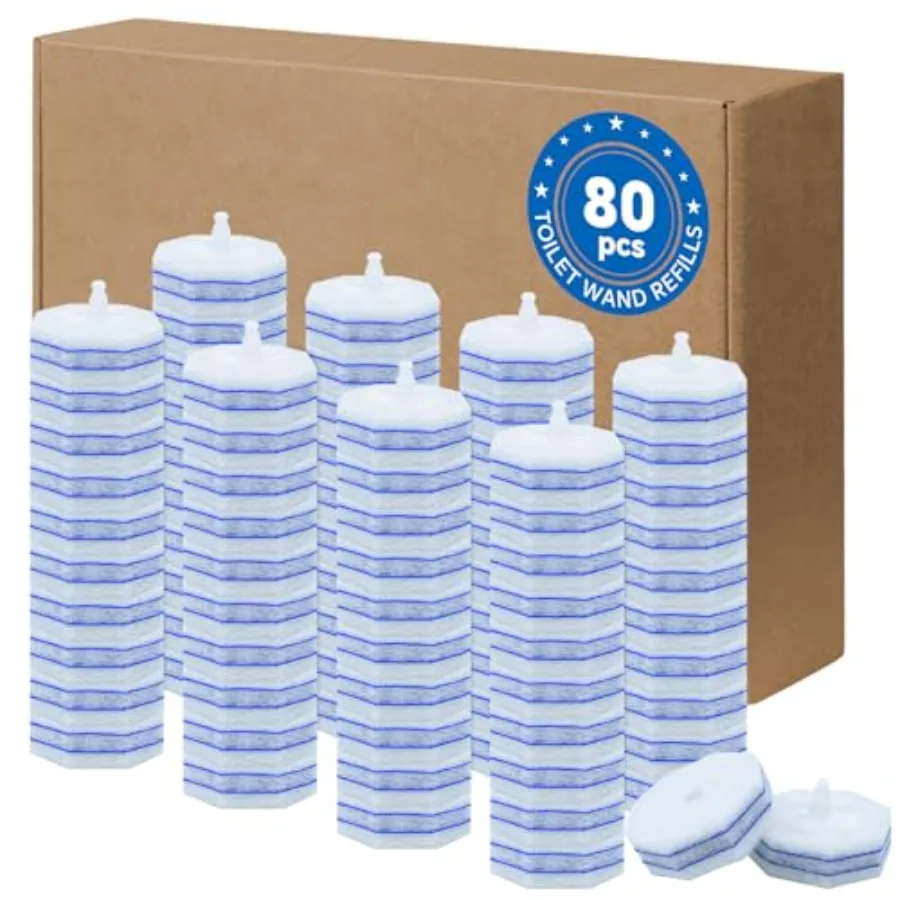 

80 Toilet Wand Refills Fits for Clorox Toilet WandUpgrade 3-Layer Disposable Bowl Cleaner Refills for Bathroom Cleaning 3X Clea