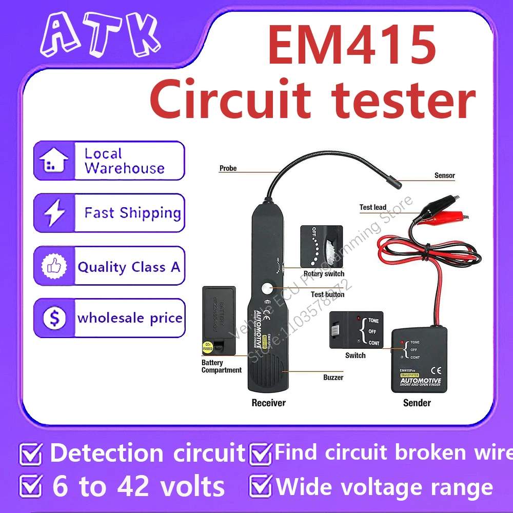 Car short circuit and open circuit detector car short circuit detector+car repair tool+track detector+cable or wire EM415PRO