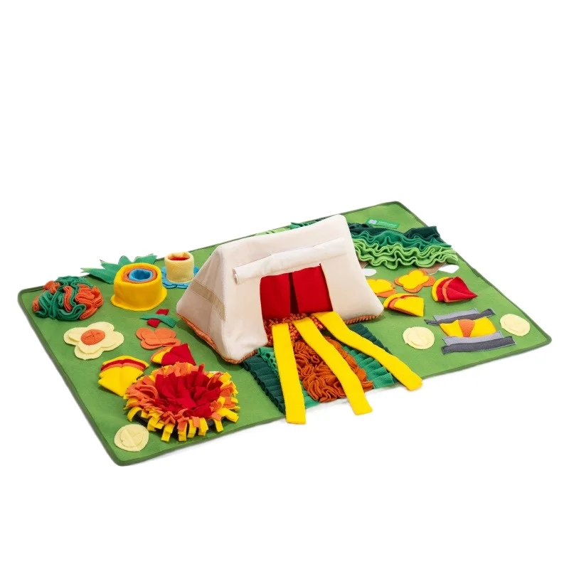 

Camping Tent Snuffle Mat for Dogs Interactive Foraging Puzzle Toy Removable Hide Food Nose Work Pad Enrichment Stress Relief Toy