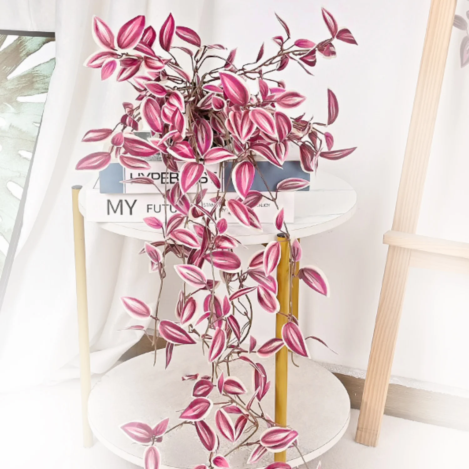 أوراق الكروم الصناعية ، نباتات معلقة وهمية ، أوراق شجرة الحرير ، الخيزران الأخضر ، الروطان المتعرج ، حديقة المنزل ، ديكور الزفاف ، 75*29"