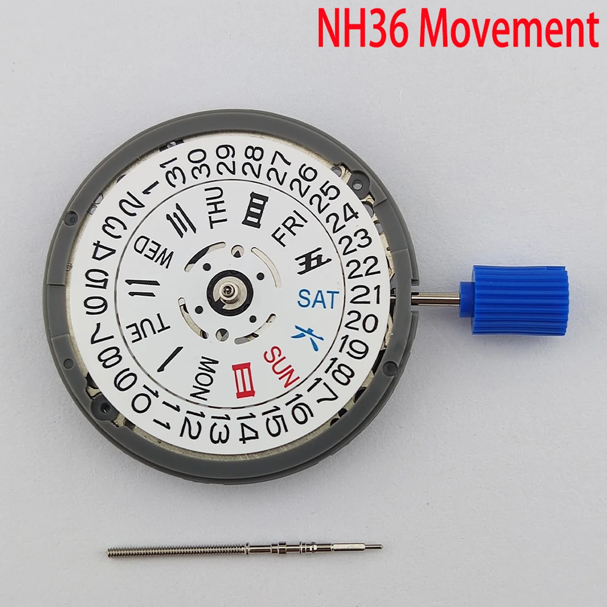 NH36 Movement 3.8 o'clock Crown White Dual Calendar Automatic High Accuracy Japan Original Mechanical Watch Movt Replace Kit