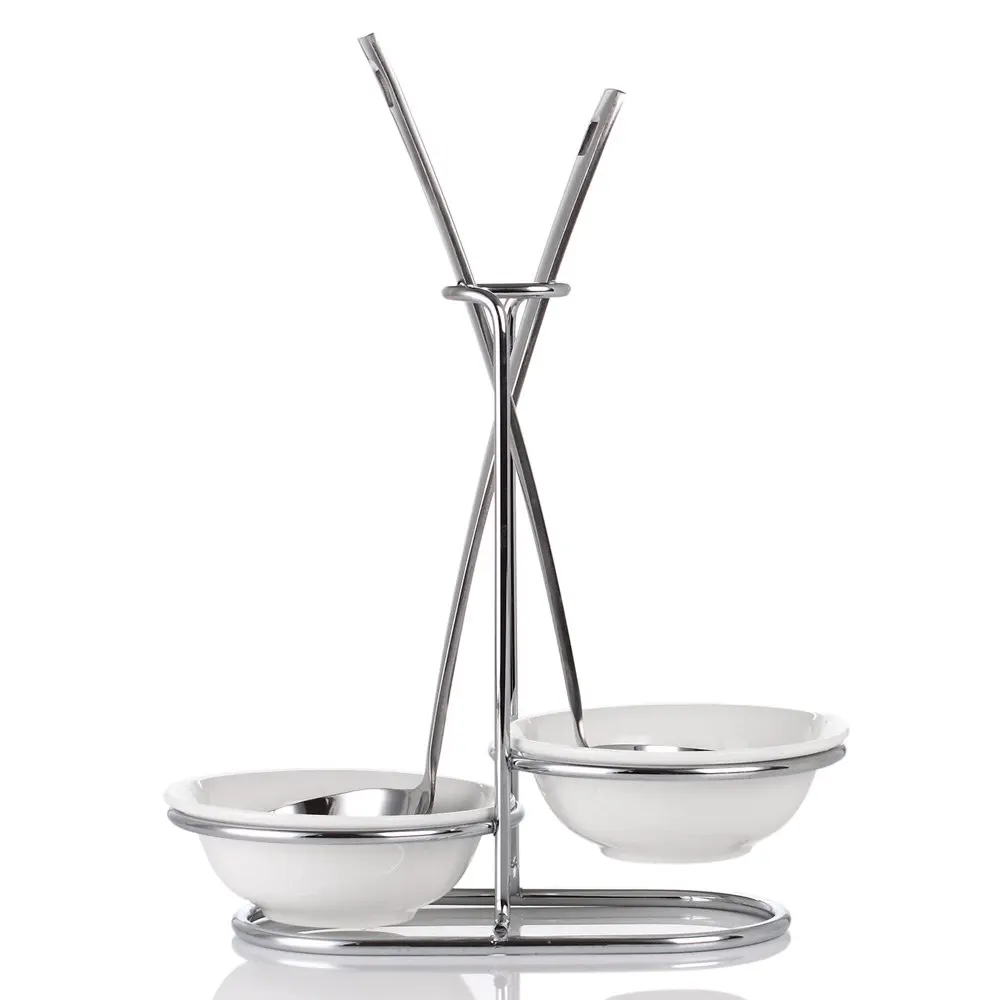 New Stainless Steel Spoon Rest with Ceramic Bowl Kitchen Shelf Storage Rack Colander Spoon Holder Drainer Kitchen Accessories
