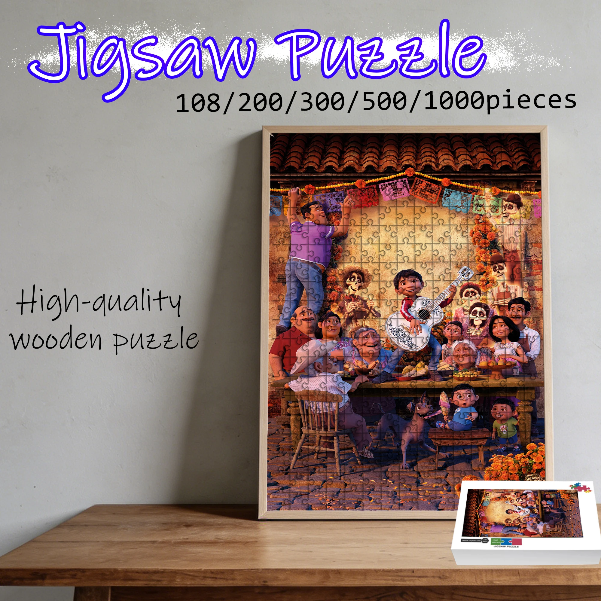Coco Wooden Jigsaw Puzzle 108/200/300/500/1000 Pcs, Stress Relief Gift for Adult Fans,High quality
