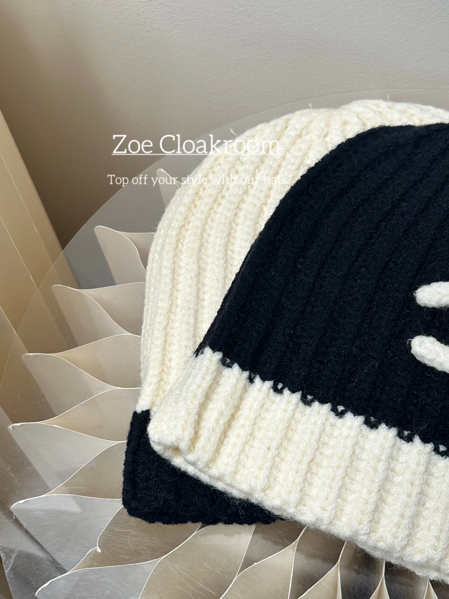 Fashionable Color Block Knitted Woolen Hat Korean Style Warm Winter Knitted Cap Casual Autumn Winter Women's Hat ZOE 