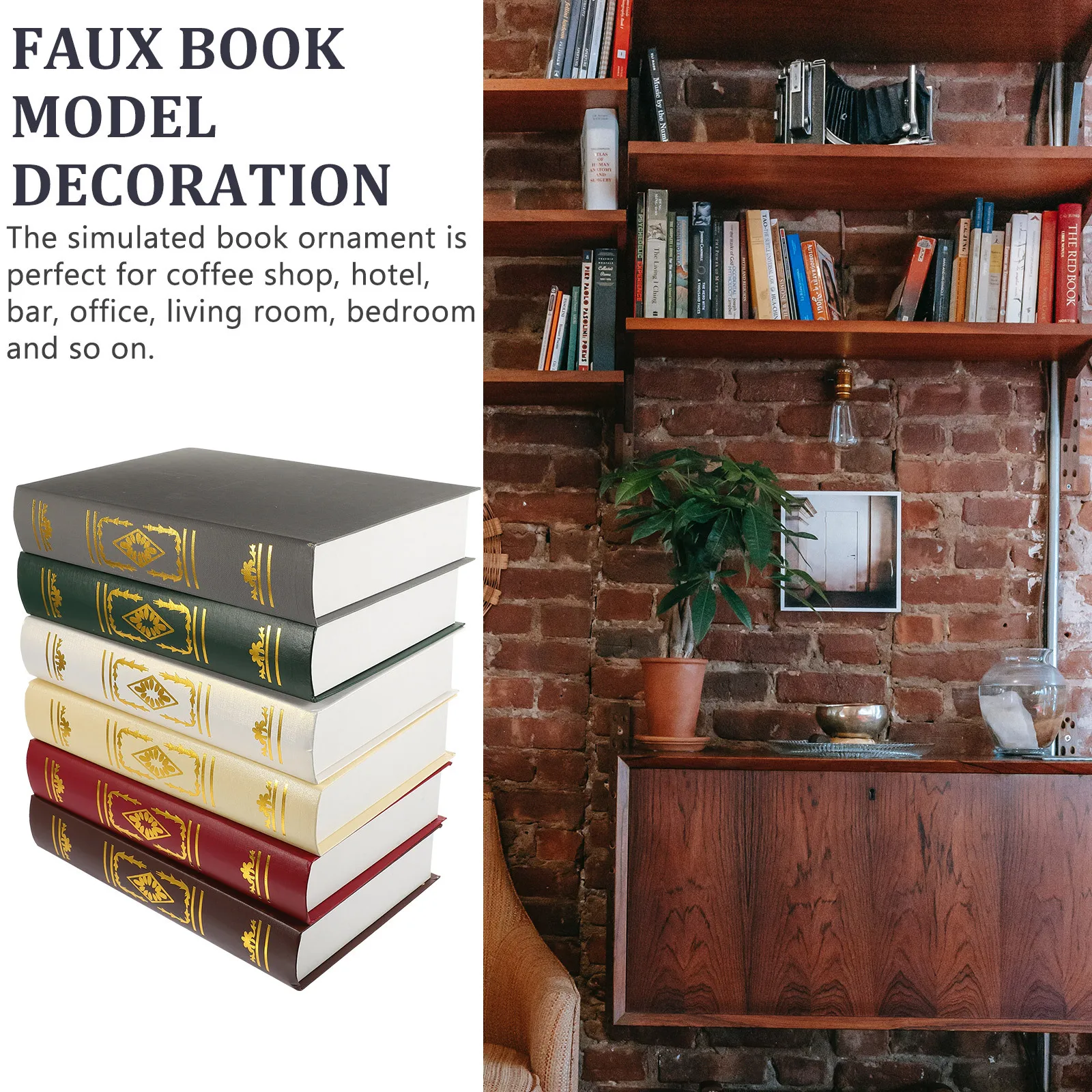

6Pcs Faux Book Ornament Simulation Book Decor European Style for Home Office Coffee Shop Living Room Bedroom Table Decoration
