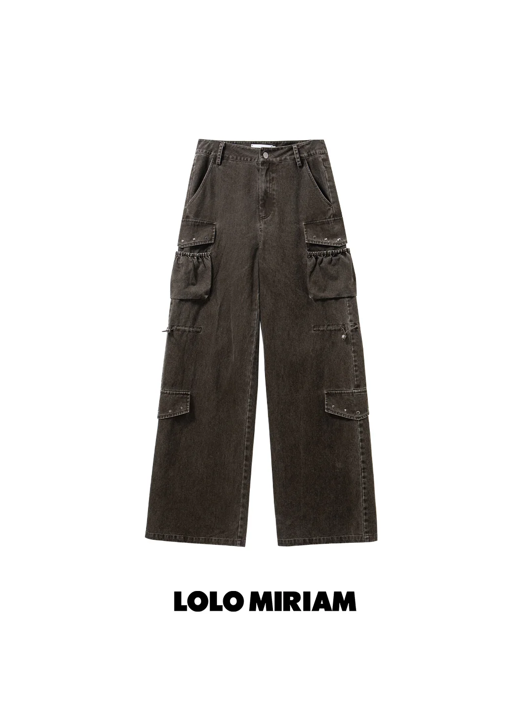 

Lolo Miriam26 Spring Casual Wide Leg Jeans American Sle 00 Cotton Comfortable High Waist Cargo Pants Ladies Jeans