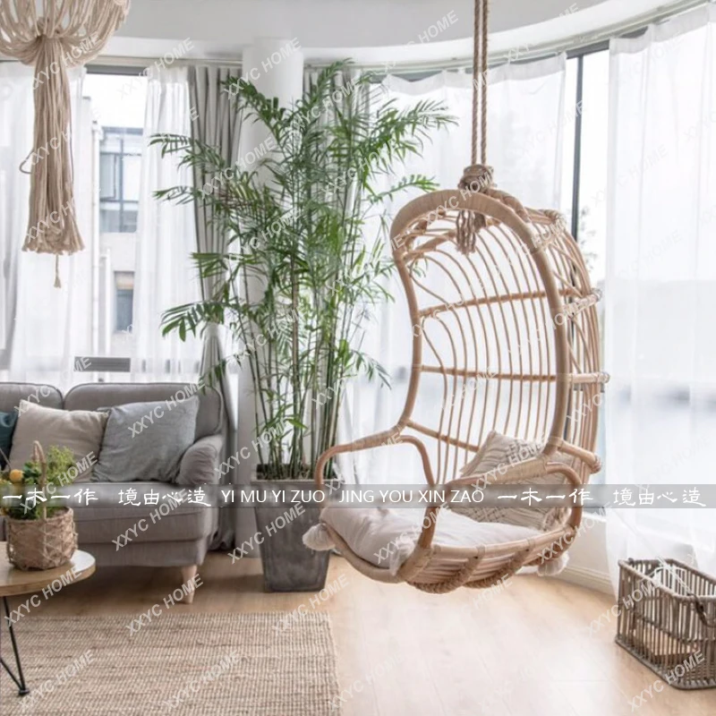 

Indoor Swing Sitting and Lying Dual-Use Rattan Hanging Chair Hanging Internet Celebrity Balcony B & B Bedroom Girl Ins