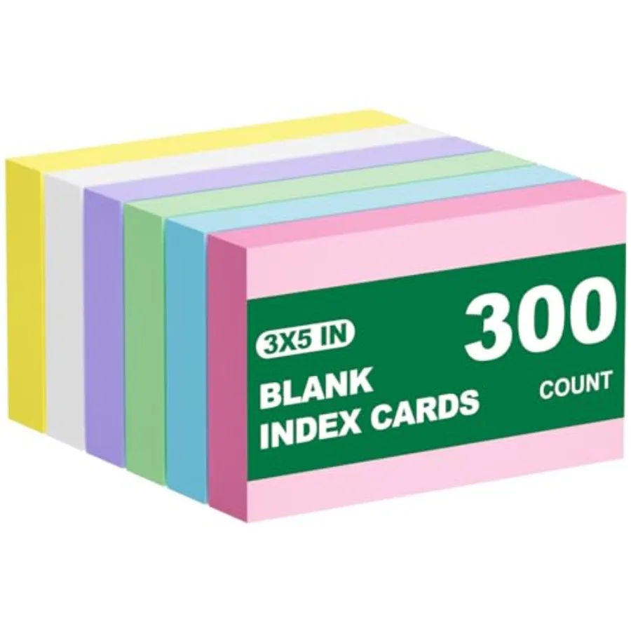 300 Count Blank Index Cards 3x5 Notecards Flashcards for Studying Colorful Flash Cards Blank 3 by 5 Neon unlined Index Cards Bu
