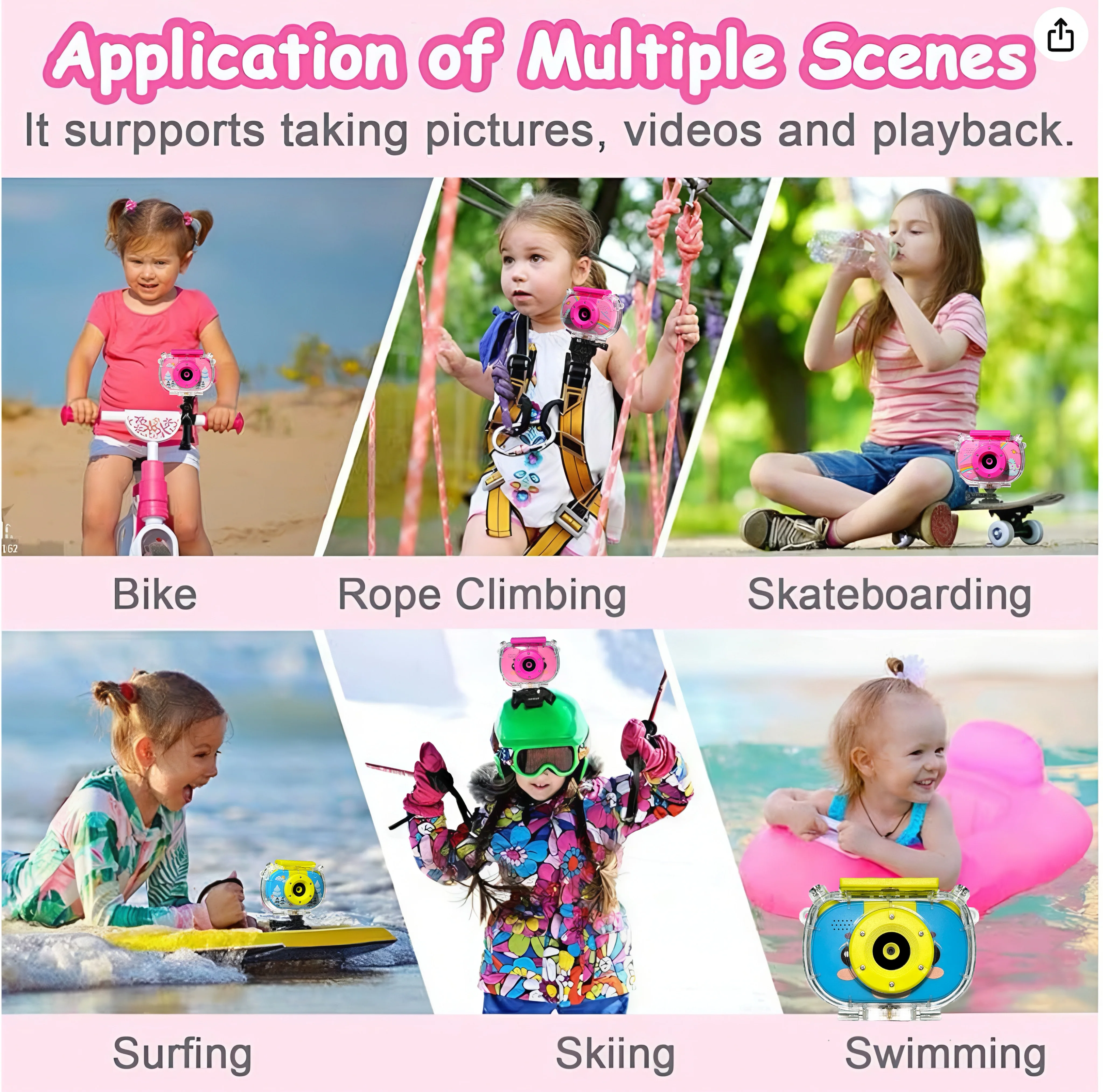 Fotocamera per bambini - Fotocamera subacquea impermeabile per bambini, regali di compleanno per ragazzi dai 4 anni in su, fotocamera digitale per bambini, giocattoli da piscina