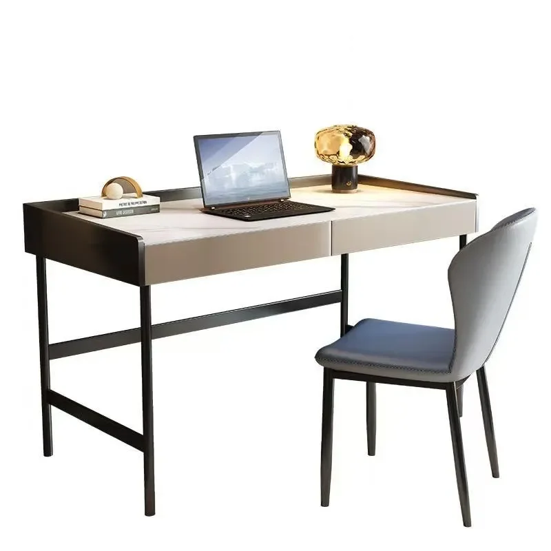 Italian Slate Computer Desk Modern Light Luxury Writing Table for Home Office Bedroom Hotel Study Simple Workstation