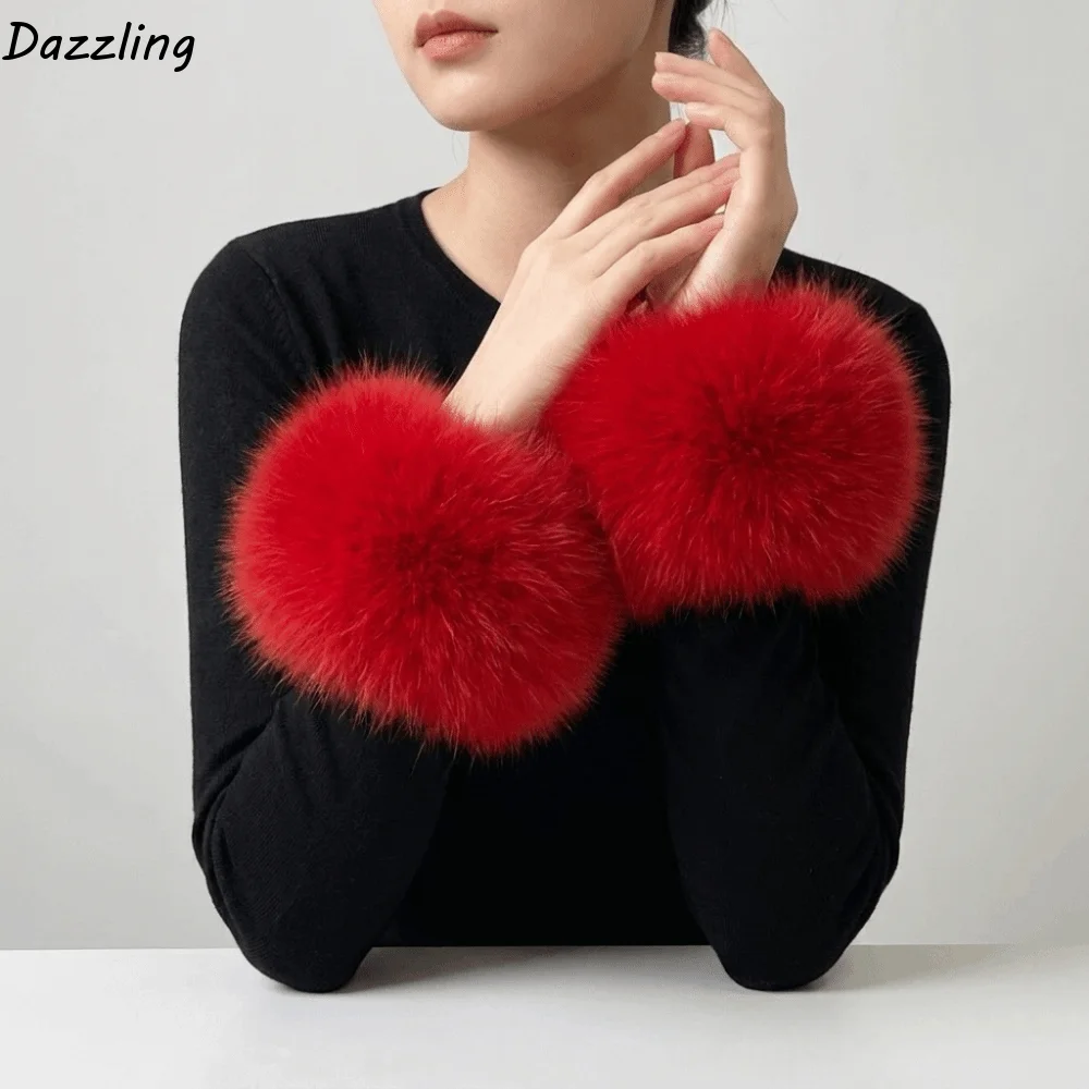 Fashion Solid Color Faux Fur Wrist Cuffs Keep Warm Elastic Jacket Arm Warmers Wristbands Wrist Cuff Plush Sleeve Covers Girl