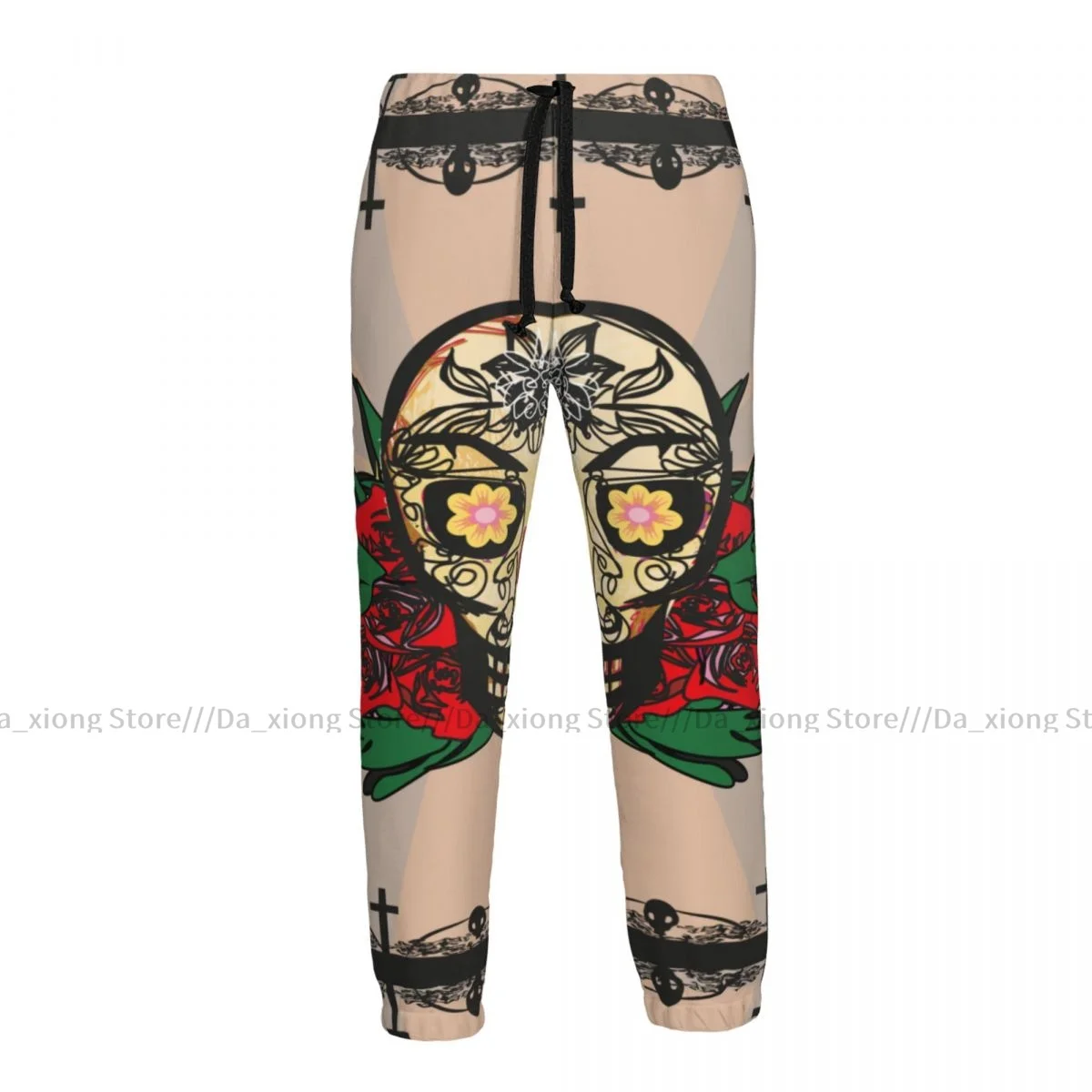 Casual Jogger Pants Mexican Romantic Sugar Skull With Rose Mystic Men Fitness Gyms Pants Outdoor Sweatpants Pants Mens Trousers