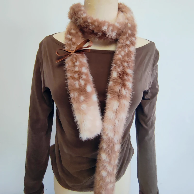 

Winter Harajuku Faux Fur Elk Plush Scarf Christmas Gift Padded Warm Scarf Antlers Cosplay Cute New Year decoration Accessories