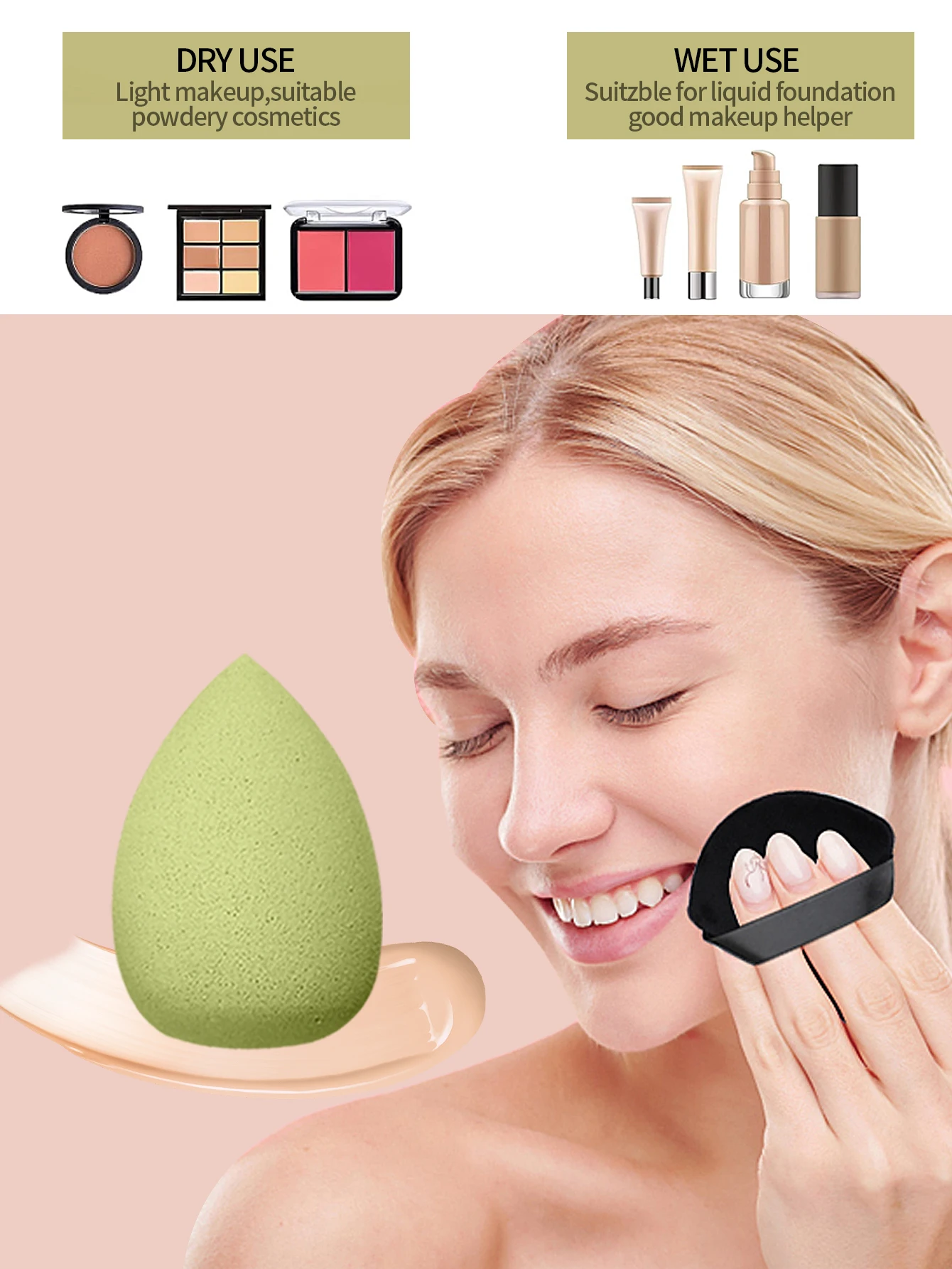 4 قطع من خلاط التجميل فائق النعومة متعدد الألوان ومجموعة منتفخة مسحوق مثلثة مع صندوق تخزين - أدوات إسفنجية تجميل رطبة/جافة ذات الاستخدام المزدوج #5