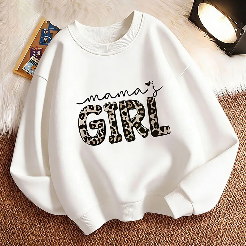 Rundhals-Sweatshirt für Mädchen mit „Mama Girl“-Aufdruck, Frühling/Herbst, Langarm, Kinderkleidung, Niedlicher Kapuzenpullover, Lässige Mädchen-Hoodies