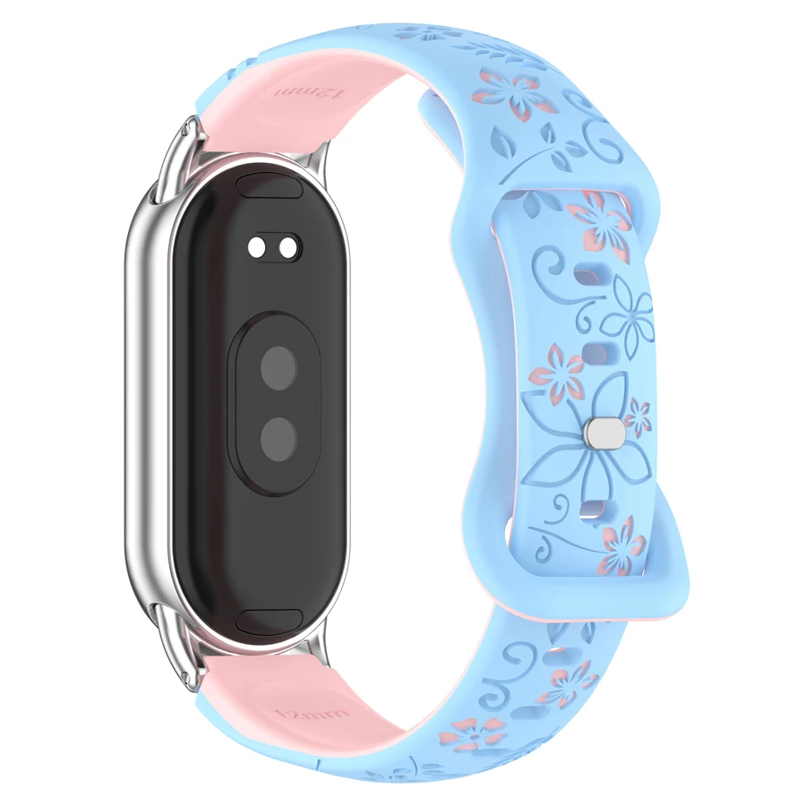 Siliconen 3D Gegraveerde Bloem Armband voor Xiaomi Mi Band 9 10 Band Smart Horloge Ademende Horlogeband voor Xiaomi Band 8 9 10 Band
