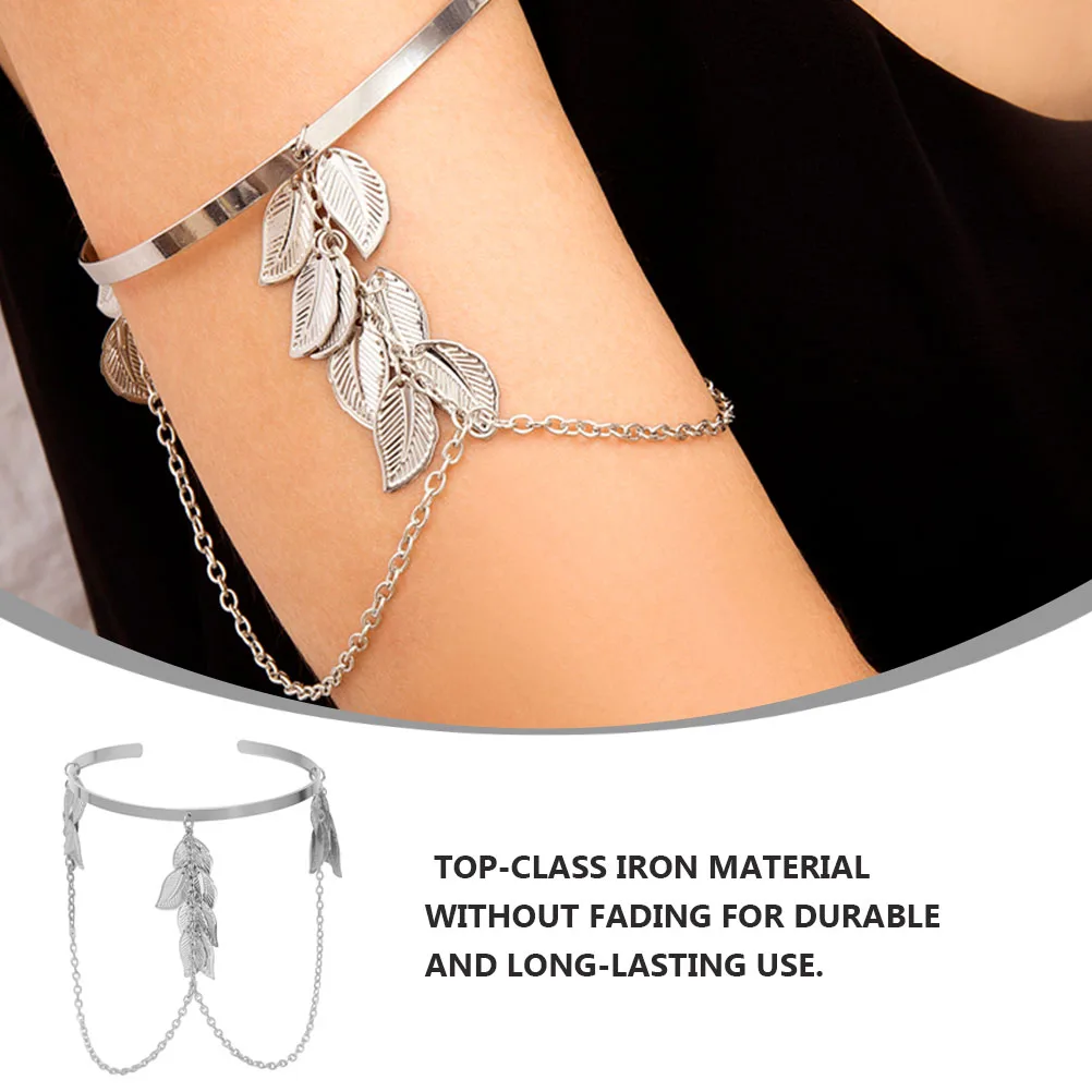 

Geometric Leaf Armlet Tassel Design Stylish Arm Chain For Women Durable Iron Material Simple Creative Body Decoration Fashion