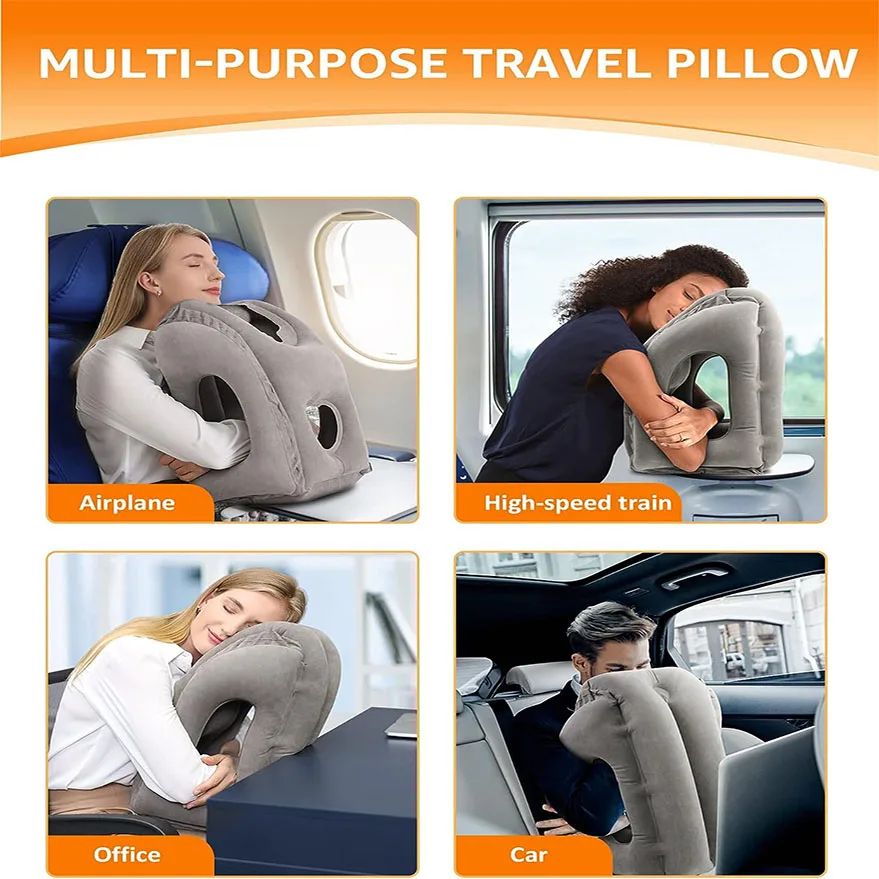 Lnflatable Cervical Pillow For Relaxation Treatment Neck Travel Pillow Airplane/Car/Bus/Train/Office With Free Eye Mask/Earplugs