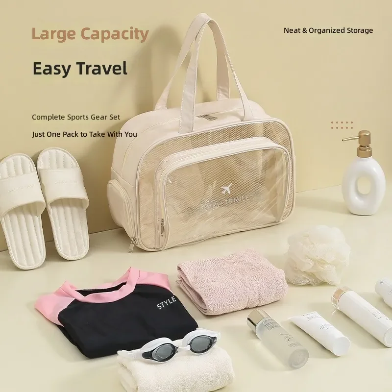 Waterproof Beach Bag with Dry Wet Separation for Swimming Gym Fitness Travel Storage of Swimwear Goggles Toiletries and view 4