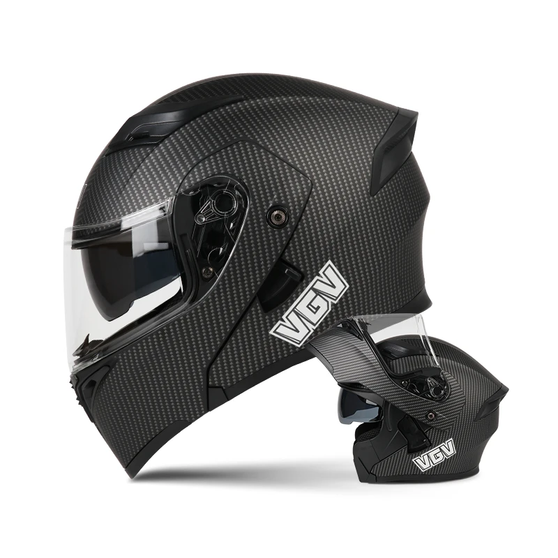

VGV карбоновый принт персонализированный мотоциклетный анфас шлем для мужчин и женщин шлемы с двумя линзами для мотокросса гоночный модульный откидной шлем