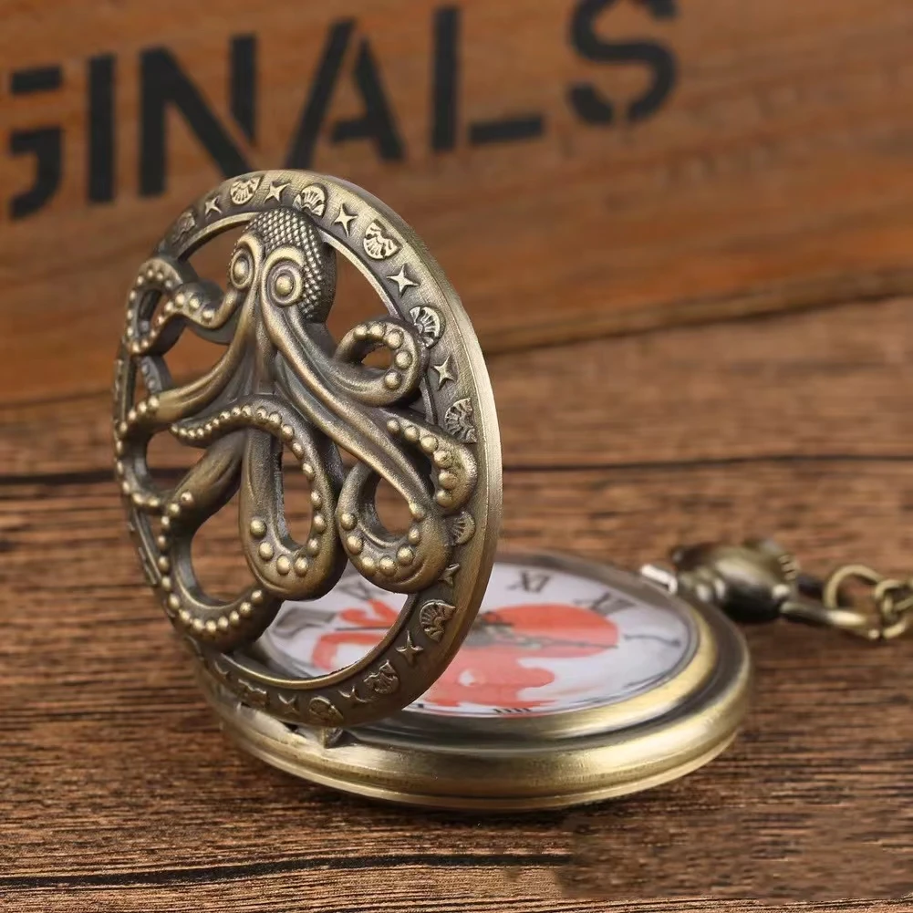Осьминог полые креативные ретро карманные часы большие цифры студент Римский экзамен Ностальгический Осьминог мультфильм