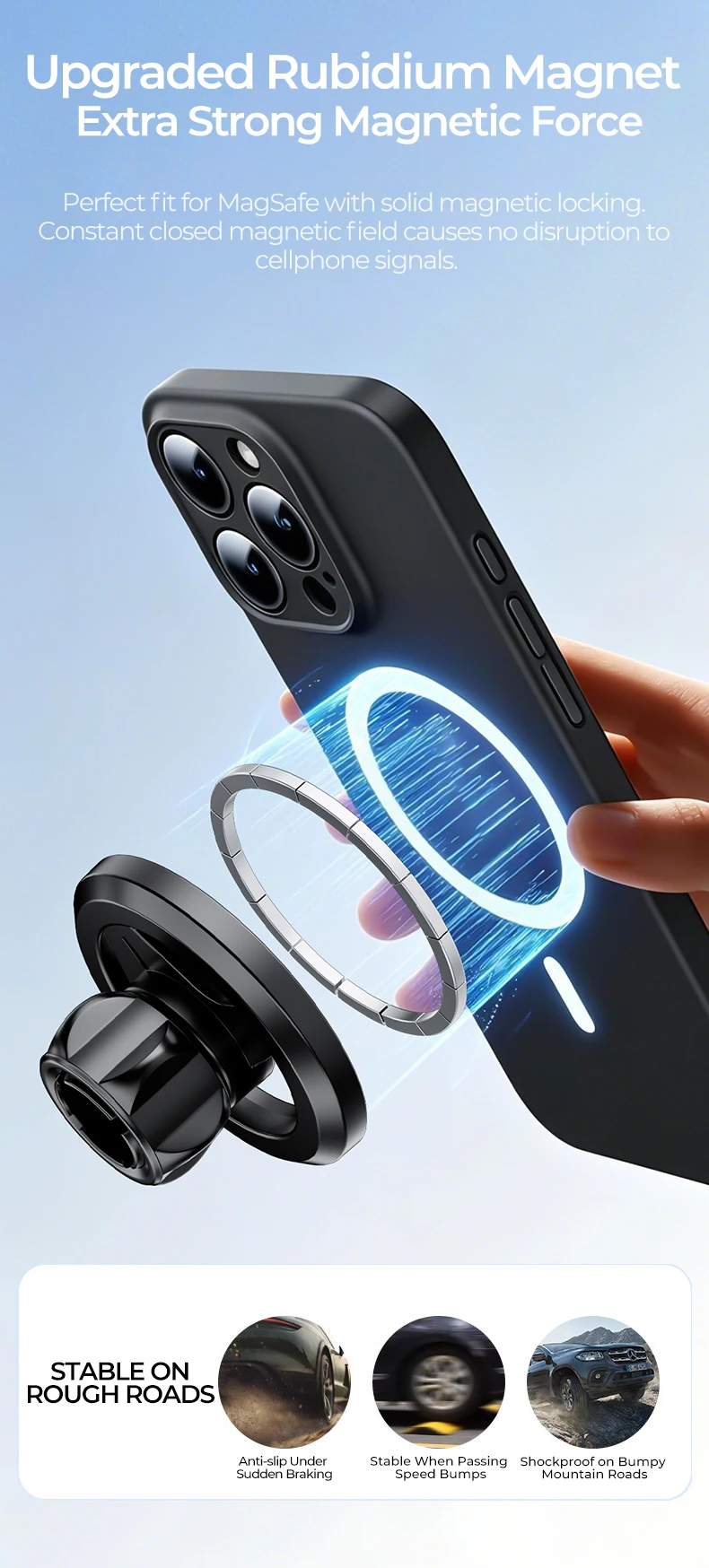 Magnetischer Telefonhalter & Zubehör für MagSafe Gym, Verstellbarer Magnet, Stoßfester Ständer für Auto-Handys, kompatibel mit iPhone Pro und Samsung – Detail 15