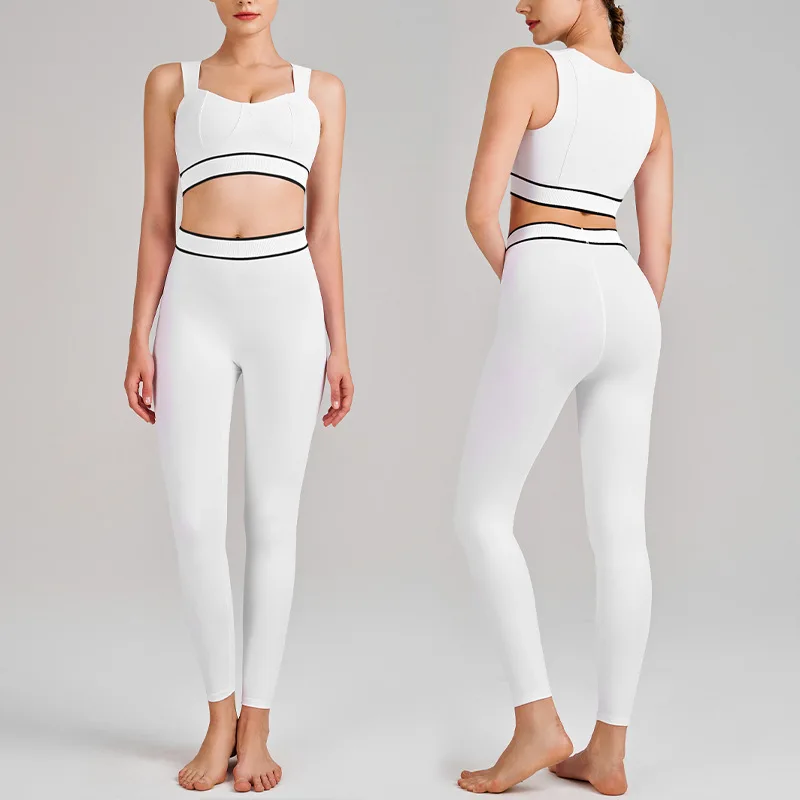 

Новый тренировочный комплект с высокой талией — спортивный бюстгальтер Racerback и леггинсы для контроля живота для йоги, бега и тренажерного зала